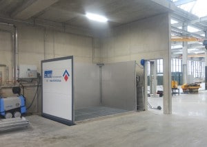 Waschplatz Industrie für Hochdruckreiniger im Boden mit offener Front und ohne Dach