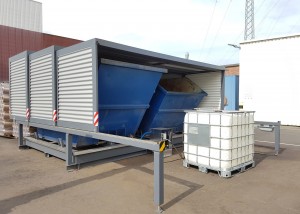 EMESTA Containerstellplatz Duo Modell mit IBC und Pumpe zur Emulsions Rückgewinnung